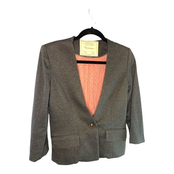 Anthro Cartonnier Slate Blazer with Ornate Lining Size Small - Picture 1 of 8